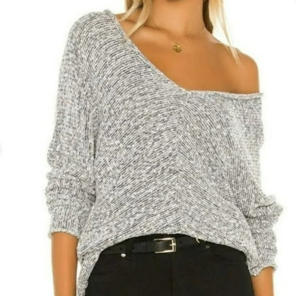 Free People Bright Lights Oversized Lightweight Loose Fit Gray Sweater Size S‎